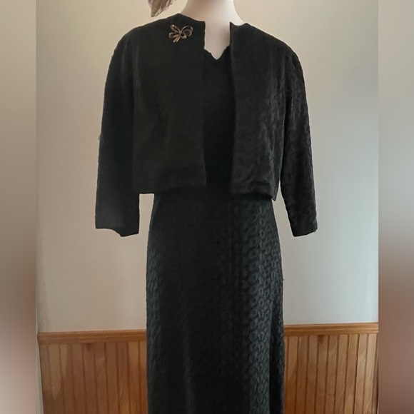 🤩 4/$25  Vintage Quaker Lady Black Eyelet Dress - Picture 14 of 16